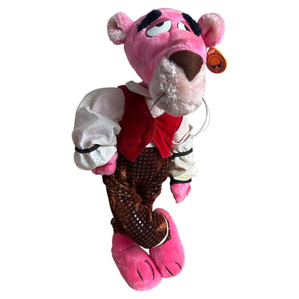 Pink Panther Plush Dancer 14” H w/ Stand VTG 1980 Might All Stars